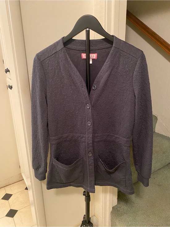 koi Sweaters - koi Navy gray V-Neck Button Front Textured Cardigan pockets size small